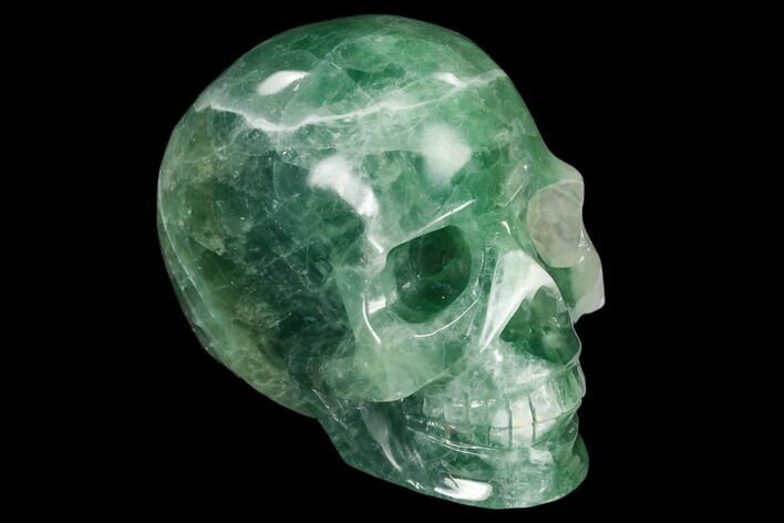 Realistic, Carved Green Fluorite Skull #115557